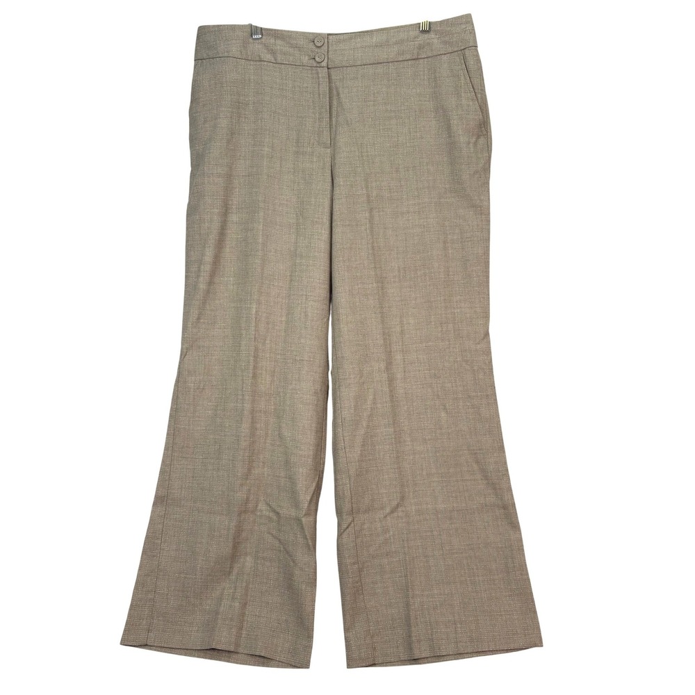 J. Jill Tan Metallic Wool Blend Wide Leg Stretch Trousers Womens 18 Career Prep‎